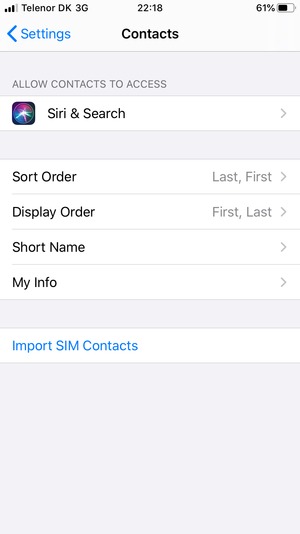 Scroll to and select Import SIM Contacts