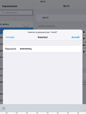 Inserisci la password del Wi-Fi e seleziona Accedi
