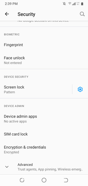 To change the PIN for the SIM card, scroll to and select SIM card lock