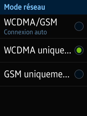 Sélectionnez WCDMA unique... pour activer la 3G
