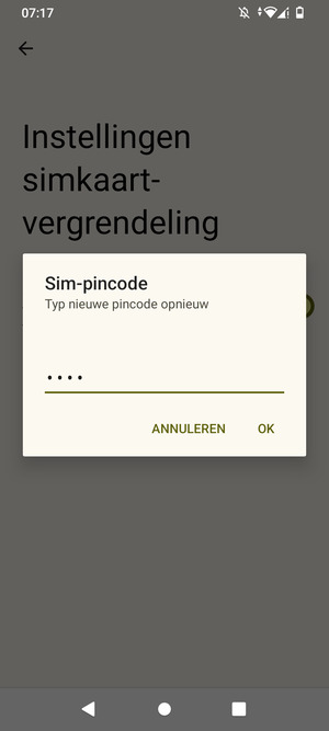 Bevestig uw nieuwe Sim-pincode en selecteer OK