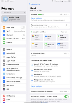 Sélectionnez Sauvegarde iCloud