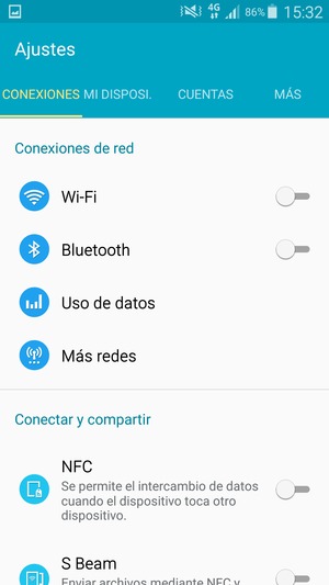 Seleccione CONEXIONES y Wi-Fi