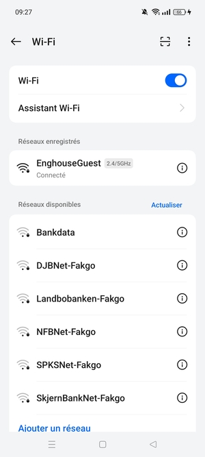 Vous êtes maintenant connecté au réseau Wi-Fi