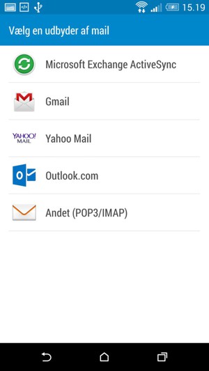 Vælg Gmail eller Hotmail (Outlook.com)