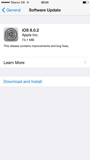 If your iPhone is not up to date, select Download and Install