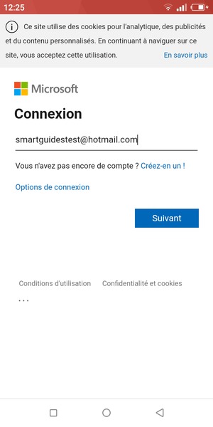 Saisissez votre adresse Hotmail et sélectionnez Suivant