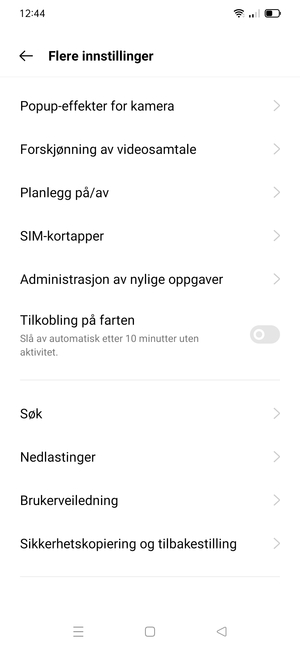 Bla til og velg Sikkerhetskopiering og tilbakestilling