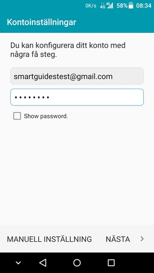 Ange din Gmail- eller Hotmail-adress och lösenord. Välj NÄSTA