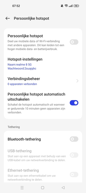 Schakel Persoonlijke hotspot in