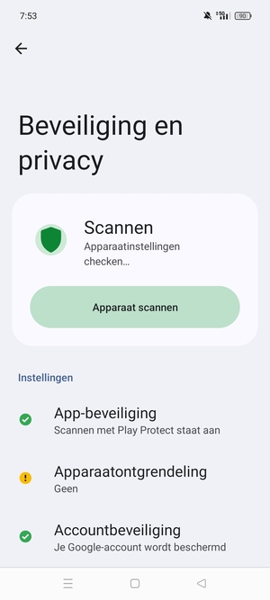 Om uw schermvergrendeling te activeren, ga naar het Beveiliging en privacy-menu en selecteer Apparaatontgrendeling