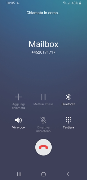 Se la segreteria telefonica chiama come mostrato in questa schermata, il tuo telefono è configurato correttamente.