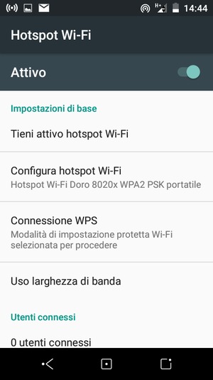 Il telefono è ora pronto per essere usato come modem