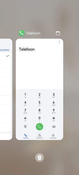 Selecteer het Verwijderen-pictogram om alle actieve apps te sluiten