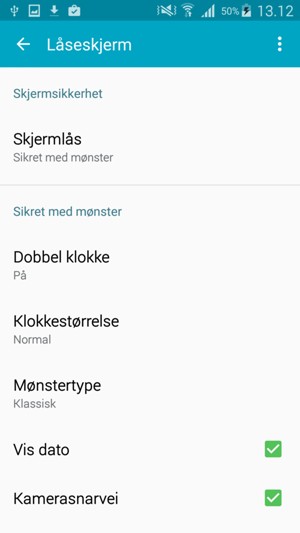 Velg Skjermlås / Skjermlåstype