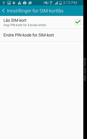 Velg Endre PIN-kode for SIM-kort