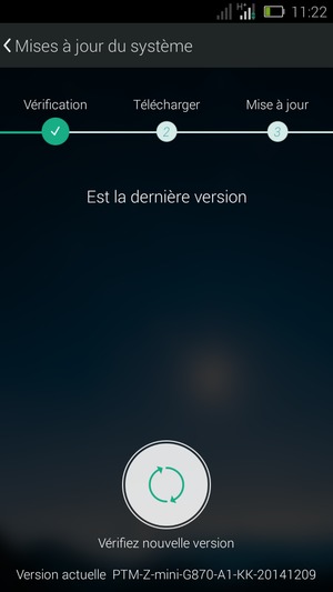 Si votre téléphone est à jour, vous verrez l'écran suivant