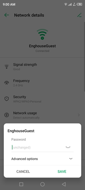 Enter the Wi-Fi password and select SAVE