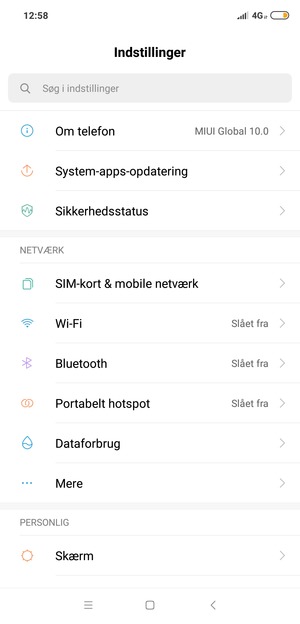 Vælg SIM-kort & mobile netværk