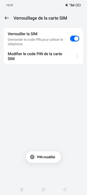 Votre Code PIN de la carte SIM a été modifié