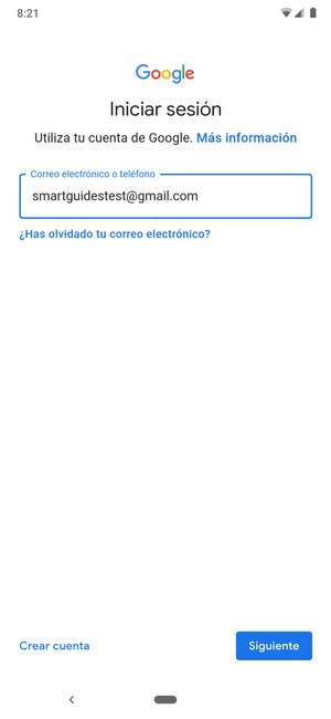 Introduzca su dirección de Gmail y seleccione Siguiente