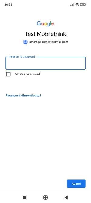 Inserisci la tua password di Gmail e seleziona Avanti
