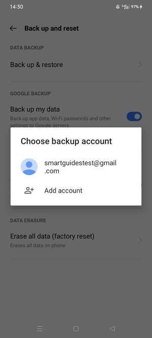 Select your backup account