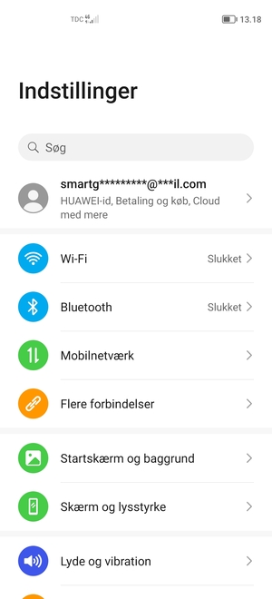 Vælg Huawei-id