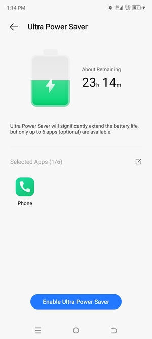 Select Enable  Ultra Power Saver