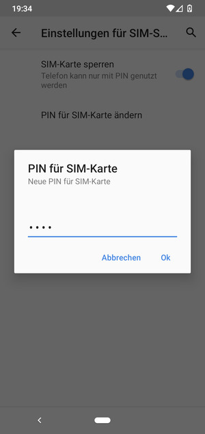 Geben Sie Ihre Neue PIN für die SIM-Karte ein und wählen Sie OK