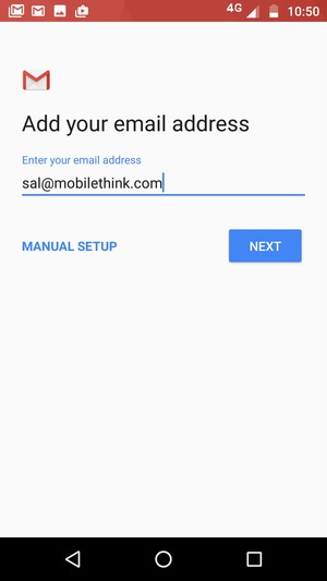Enter your Email address and  select MANUAL SETUP