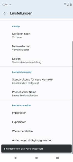 Ihre Kontakte werden in Ihrem Google Konto gespeichert und auf Ihrem Handy gespeichert, wenn Google das nächste Mal synchronisiert wird.