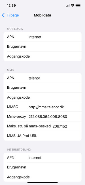 Indtast MMS oplysninger