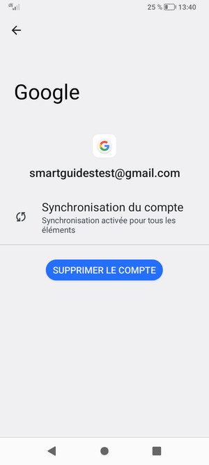 Sélectionnez Synchronisation du compte