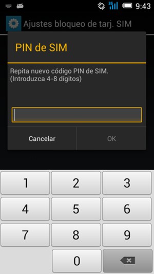 Confirme Nuevo código PIN de SIM y seleccione OK
