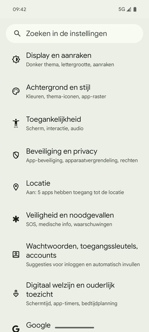 Scroll naar en selecteer Locatie