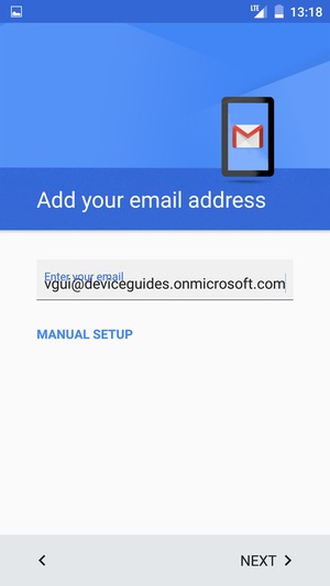 Enter your Email address and  select MANUAL SETUP