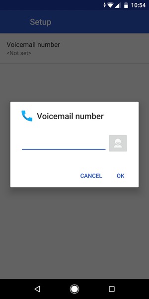 Enter the Voicemail number and select OK