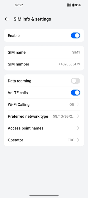 Select Access point names