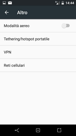 Seleziona Tethering/hotspot portatile