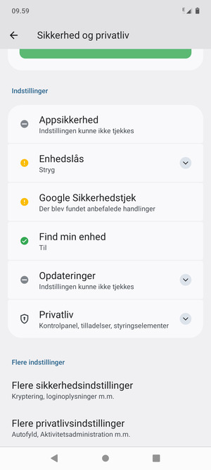 Scroll til og vælg Flere sikkerhedsindstillinger