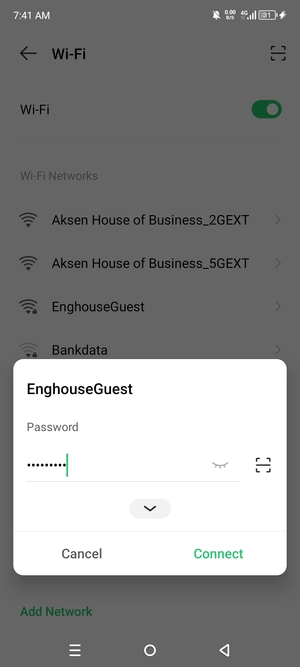 Enter the Wi-Fi password and select Connect