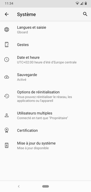 Sélectionnez Mise à jour du système