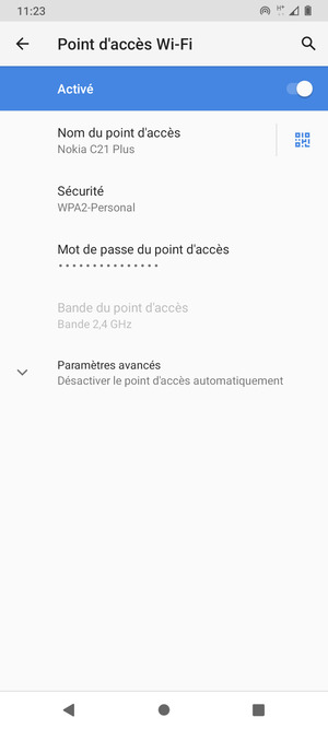 Votre téléphone est maintenant configuré pour être utilisé comme modem