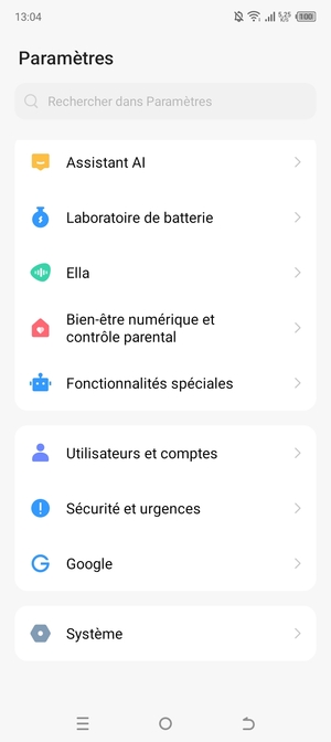 Faites défiler et sélectionnez Système