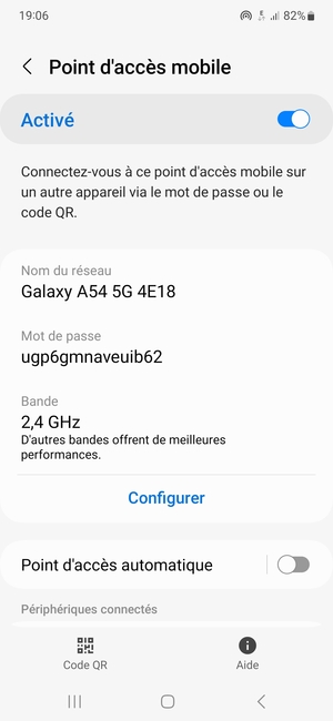 Votre téléphone est maintenant configuré pour être utilisé comme modem