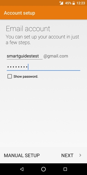 Enter your Gmail address and Password. Select NEXT