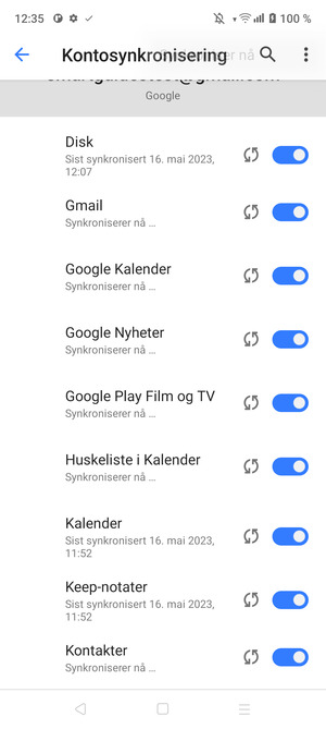 Dine kontakter fra Google vil synkroniseres til din Realme