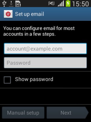Enter your E-mail address and password. Select Next