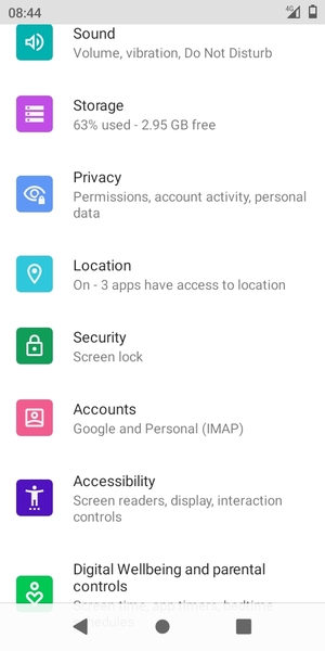 Scroll to and select Security